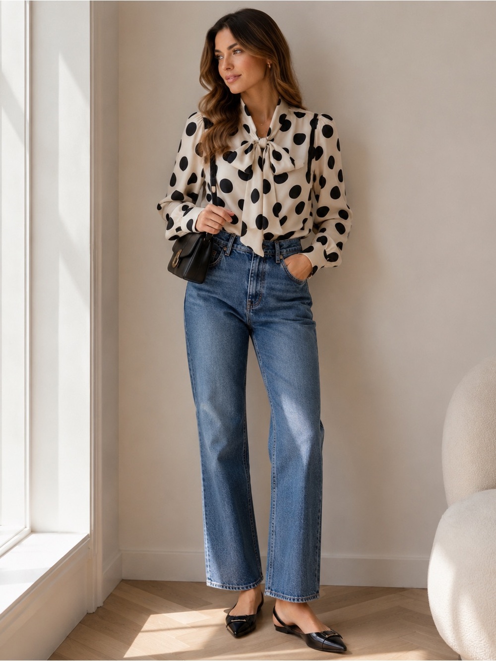 Kate Spade New York 100% Silk Polka Dot Tie-Neck Blouse Size 4
